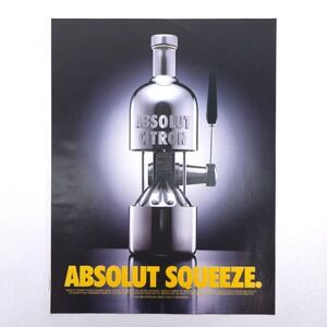 Absolut Squeeze Citron Vodka Print Ad Citrus Advertising Promotion Vintage Promo